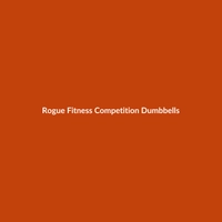 Rogue Fitness Competition Dumbbells in Orange, Neon Yellow, Gray, and Black, weighing 15lbs each.