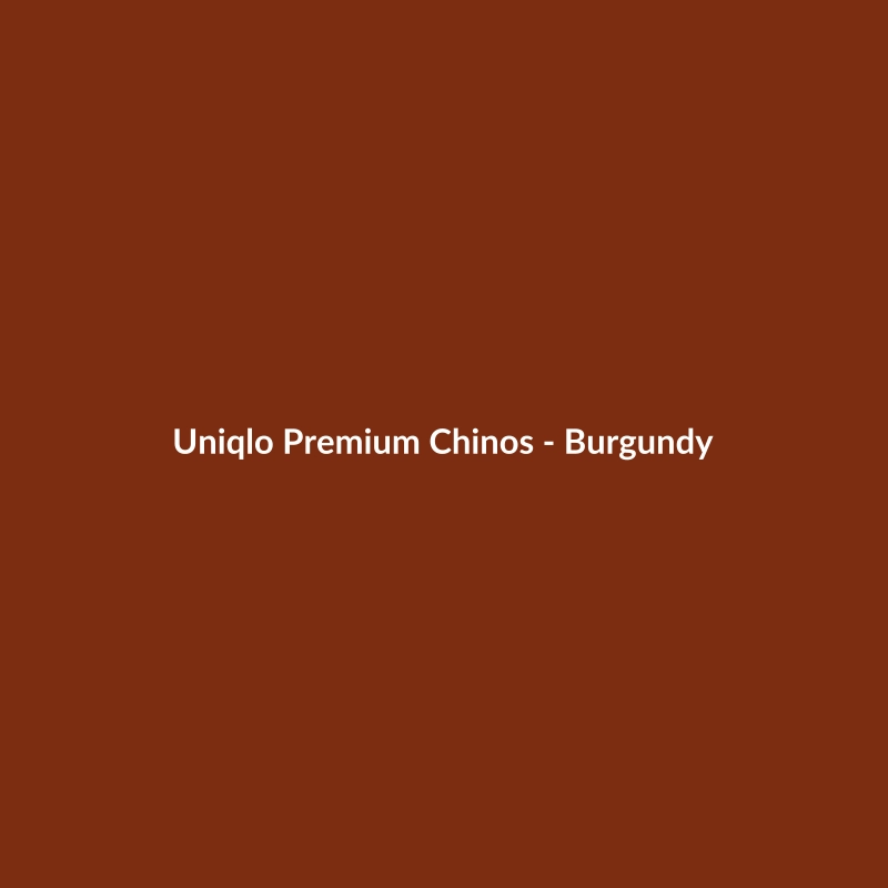 Uniqlo Premium Chinos in Burgundy, Men's Athletic Fit, Cashmere Blend fabric.
