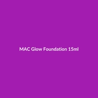 MAC Glow Foundation 15ml bottle, formulated for dry skin with anti-aging ingredients like Peptides and Hyaluronic Acid.