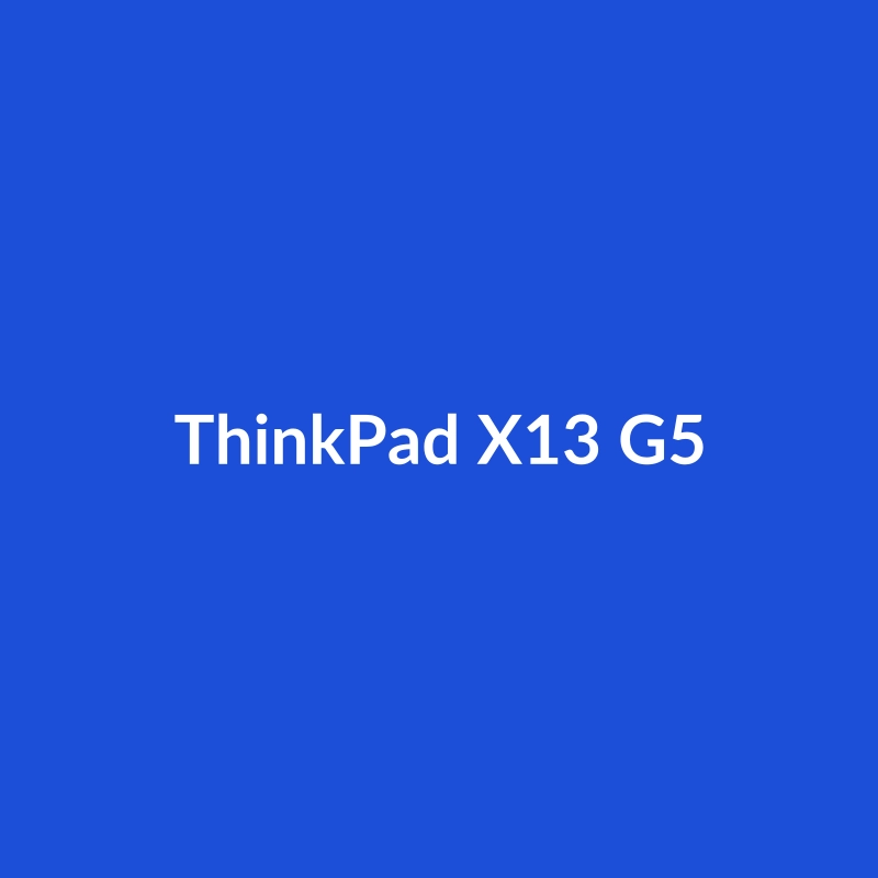 Lenovo ThinkPad X13 G5 laptop in White and Black, showcasing its 16-inch OLED display and sleek design.