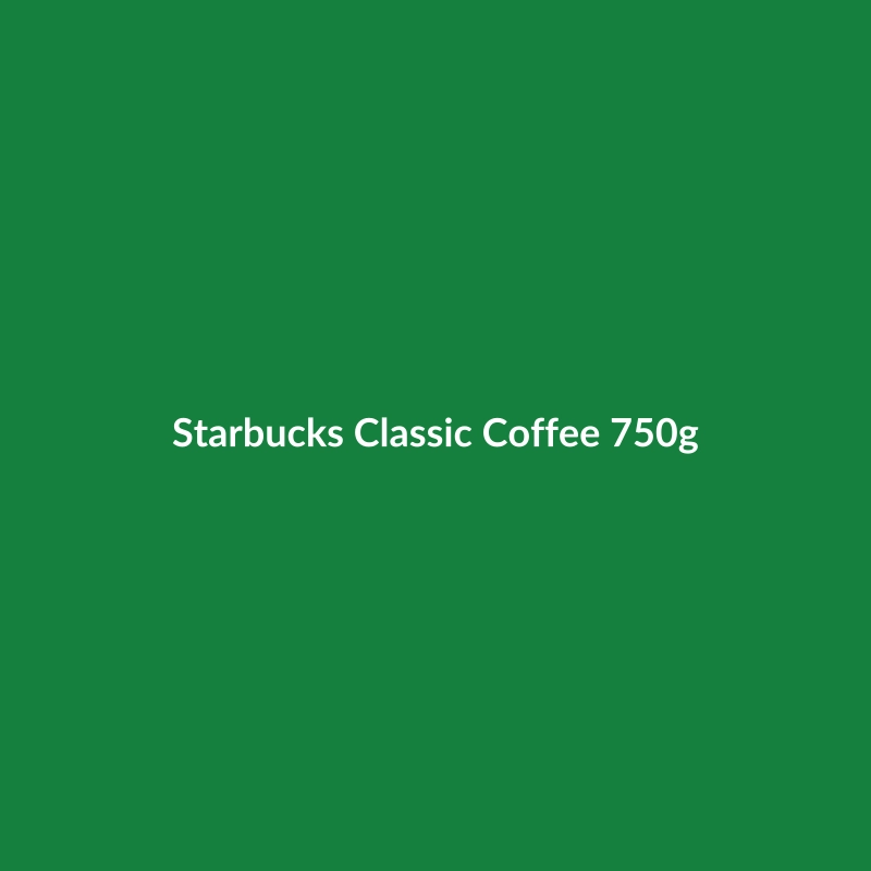 Starbucks Classic Coffee 750g bag, featuring a rich Colombian roast and the iconic Starbucks logo.