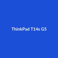 Lenovo ThinkPad T14s G5 laptop in black, showcasing its sleek design and vibrant OLED display.