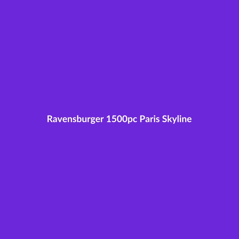 Ravensburger 1500pc Paris Skyline puzzle box showing a detailed illustration of the Paris cityscape with 3000 wooden pieces.