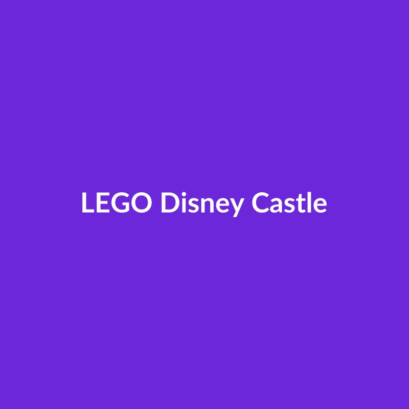 LEGO Disney Castle set with 871 pieces, featuring iconic Disney castle architecture.