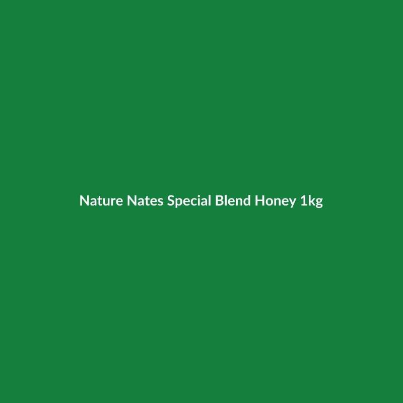 Nature Nate's Special Blend Honey 1kg jar, sourced from Greece, with a focus on its pure, natural quality.