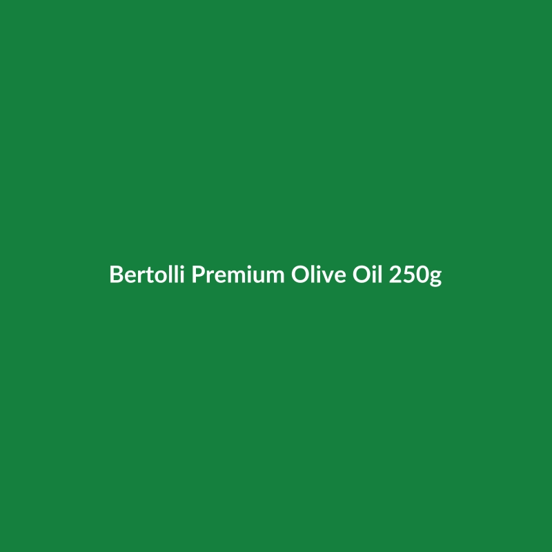 Bottle of Bertolli Premium Olive Oil 250g, showcasing its label and golden oil, with a clean background.