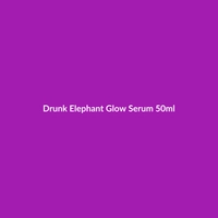 Drunk Elephant Glow Serum 50ml bottle, featuring key ingredients like Hyaluronic Acid and Peptides for hydration and fine line reduction.