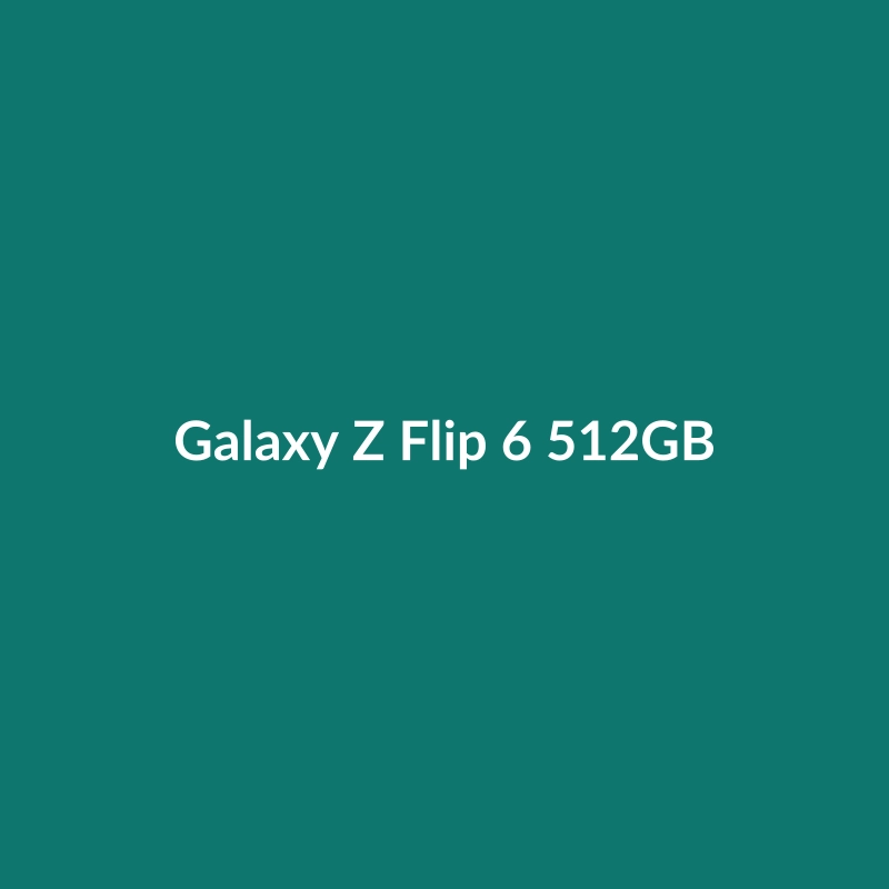 Samsung Galaxy Z Flip 6 512GB in Green, Purple, and Natural Titanium colors, showcasing its foldable design.