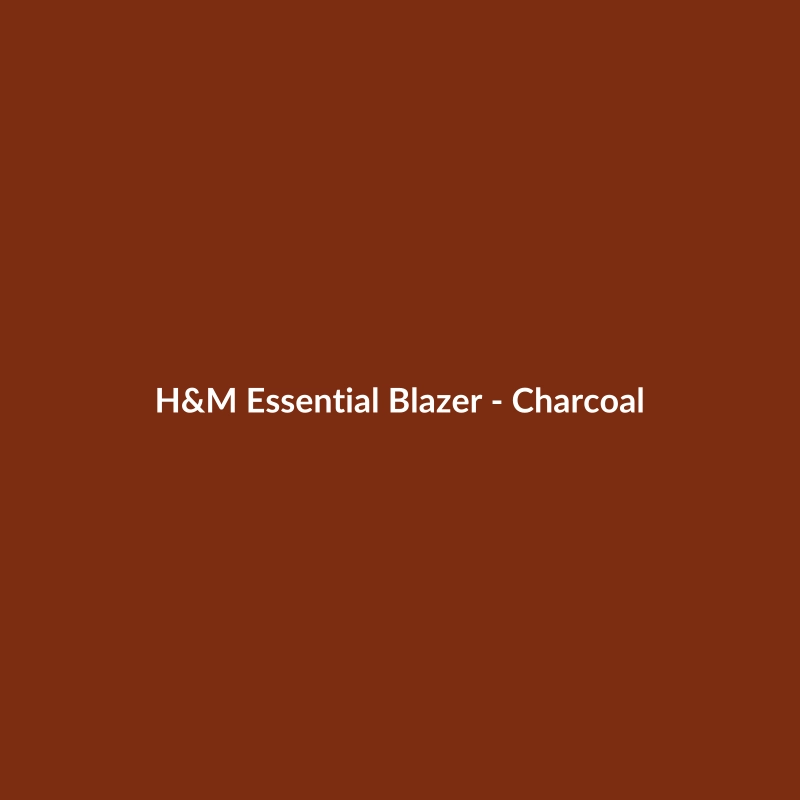 H&M Essential Charcoal Blazer for Men, featuring a tailored fit and cotton blend material.