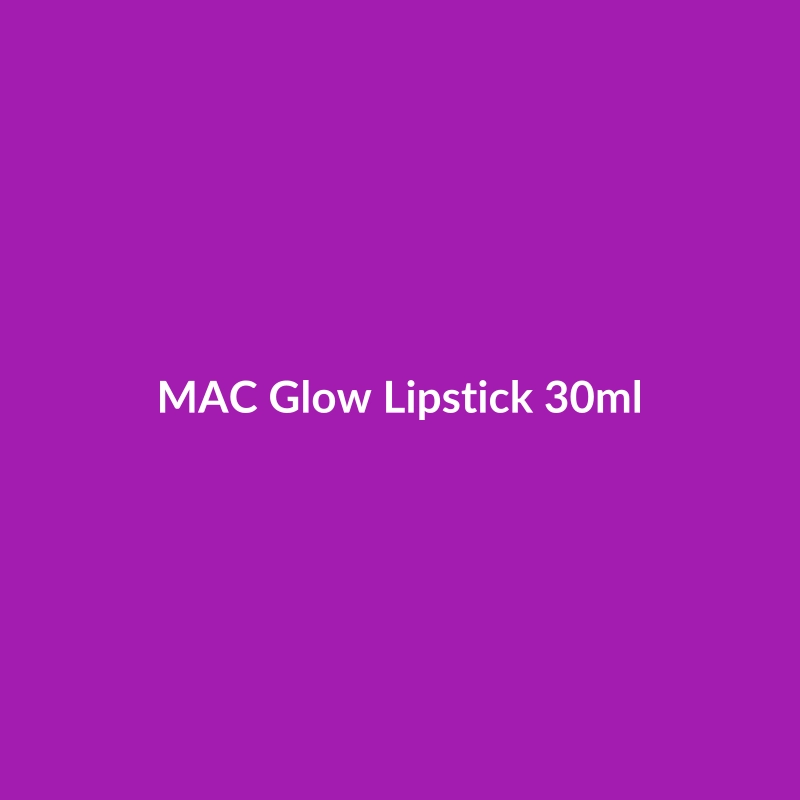 MAC Glow Lipstick 30ml tube with anti-aging ingredients like Peptides, Niacinamide, and Vitamin C.