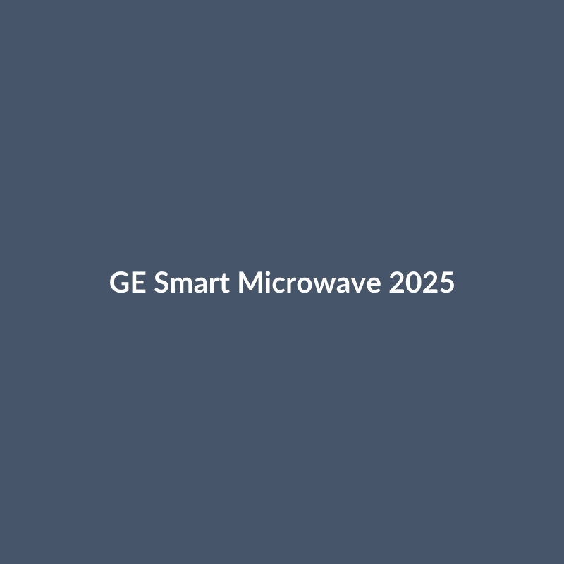 GE Smart Microwave 2025 in Stainless Steel with smart home integration features displayed.