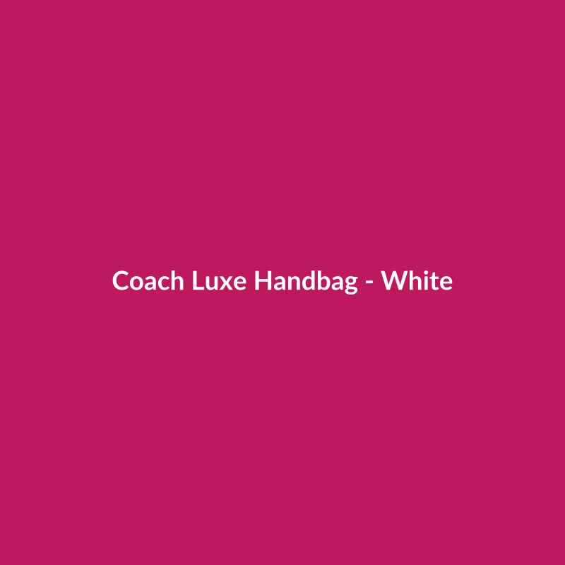 Coach Luxe Handbag in White, a stylish chiffon accessory for women, suitable for parties.