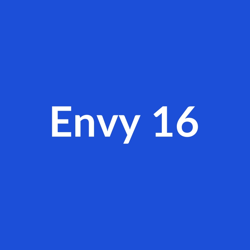 HP Envy 16" laptop in Black, Blue, or Space Gray, showcasing its 18-inch Liquid Retina display and NVIDIA RTX 4080 graphics.