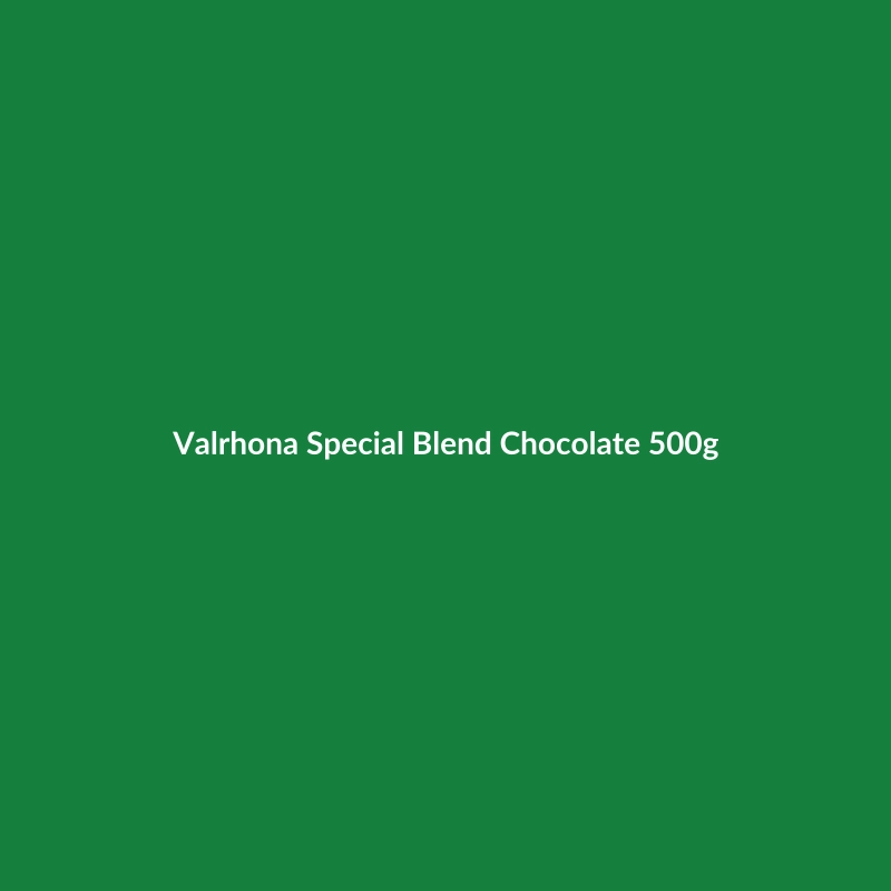 Valrhona Special Blend Chocolate 500g bag, featuring organic and gluten-free labels.