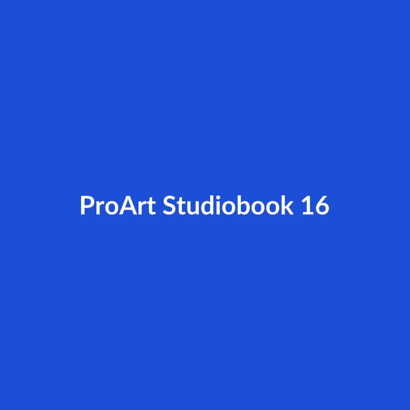 ASUS ProArt Studiobook 16 laptop in Blue, Black, or Space Gray with Intel Core Ultra 5, RTX 5070, 36GB RAM, and 1TB SSD.