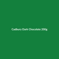 Cadbury Dark Chocolate bar, 200g package, showcasing the rich dark chocolate.