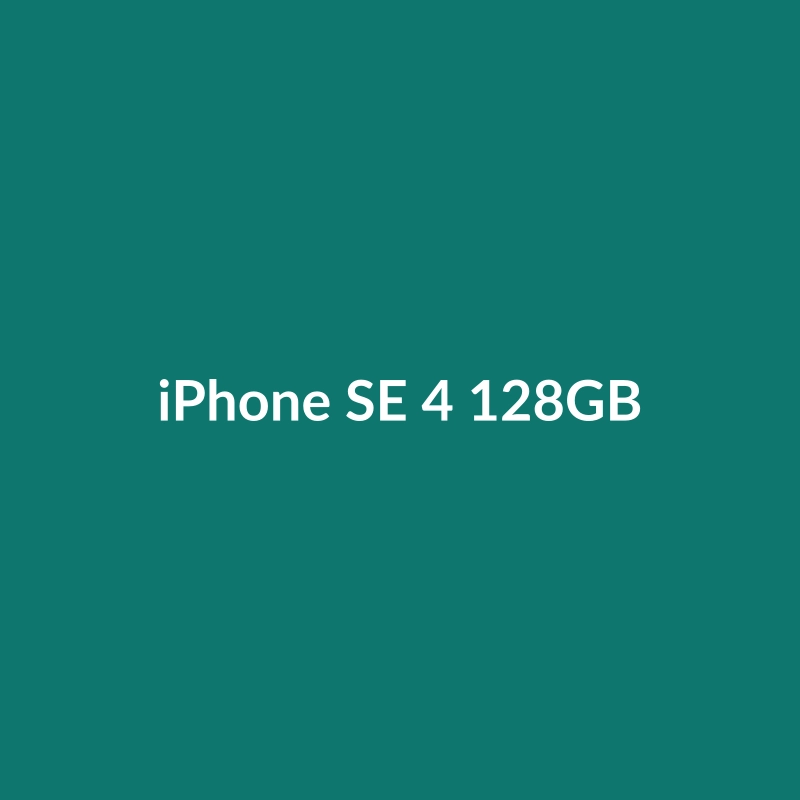 iPhone SE 4 128GB in Silver, Red, White, Blue, or Natural Titanium. Features 6.3" screen, 64MP camera, 5G, and IP65 water resistance.