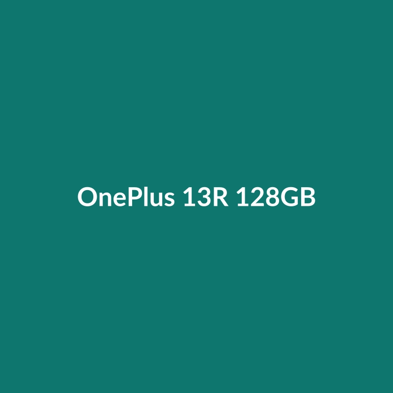 OnePlus 13R 128GB smartphone in Green, Silver, and Pink colors, featuring a 64MP camera and 6.3" screen.