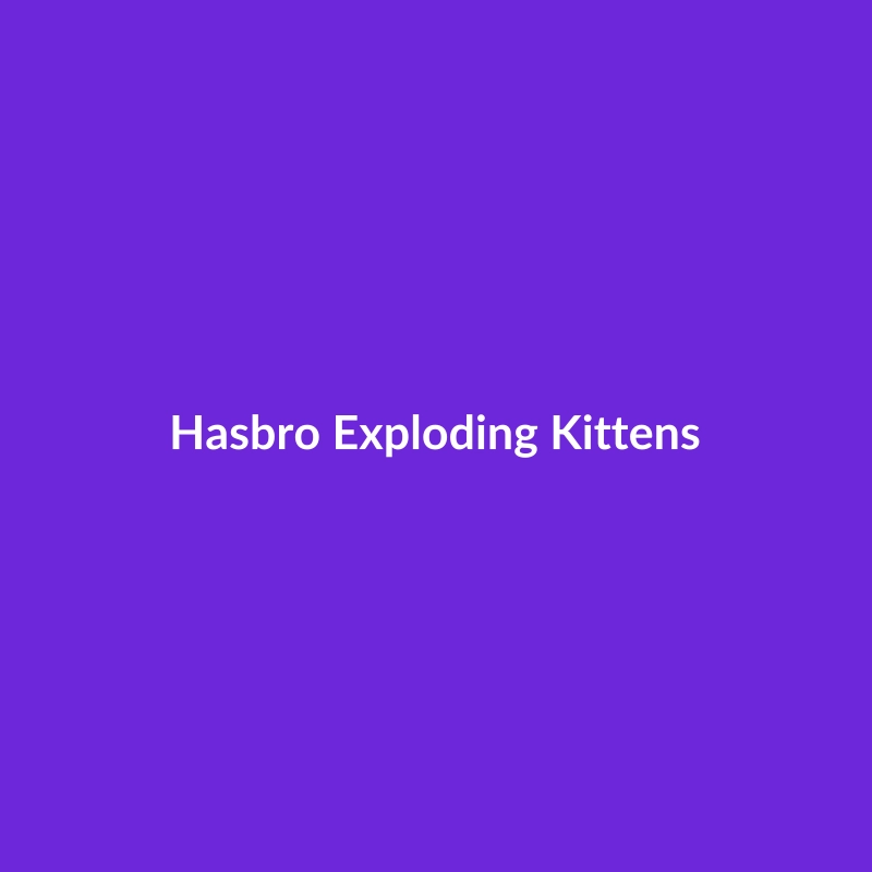 Hasbro Exploding Kittens board game box with colorful illustrations, suitable for 4-7 players aged 12 and up.