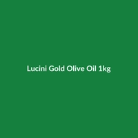 Bottle of Lucini Gold Olive Oil 1kg, highlighting its organic, vegan, and gluten-free qualities.