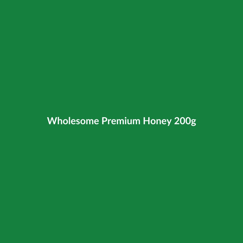 Wholesome Premium Honey 200g jar, showcasing pure Colombian honey.