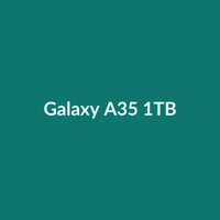 Samsung Galaxy A35 1TB smartphone in Green, Gold, Desert Titanium, Purple, or Titanium Gray with a 6.5-inch screen and 108MP camera.