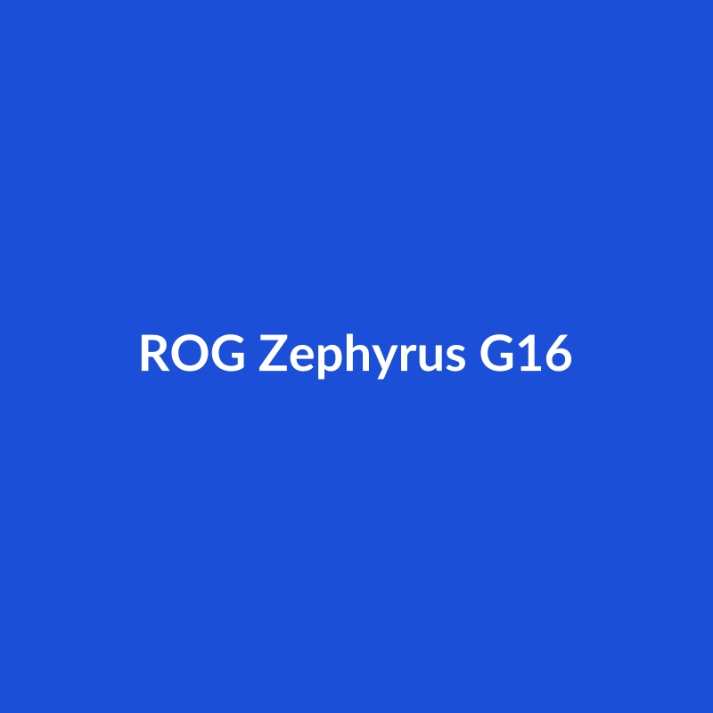 ASUS ROG Zephyrus G16 laptop in Blue, Silver, or Black, featuring a 14-inch Liquid Retina display and powerful specs.