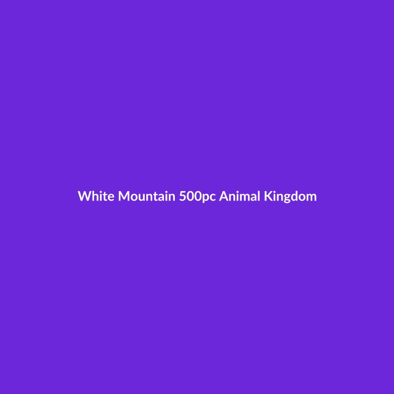 White Mountain 500 piece Animal Kingdom jigsaw puzzle featuring a colorful array of wild animals.