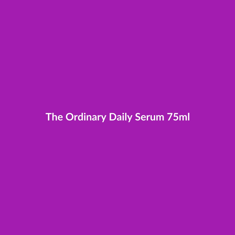 The Ordinary Daily Serum 75ml bottle, formulated for dry skin with AHA/BHA and Salicylic Acid to address redness, dullness, and pores.
