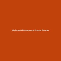 MyProtein Performance Protein Powder in blue, black, and red packaging, unflavored, 52 servings.