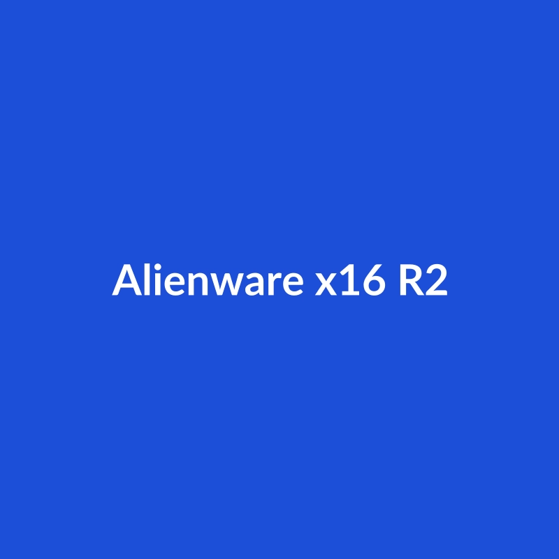 Alienware x16 R2 laptop in black, showcasing its sleek design and powerful specifications like Intel Core Ultra 9 and NVIDIA RTX 4090.