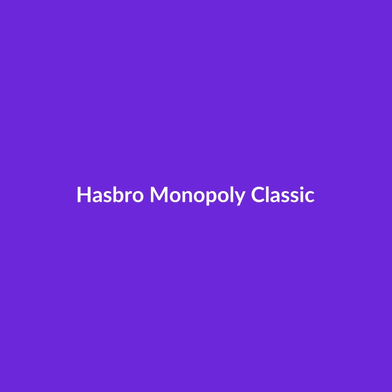 Hasbro Monopoly Classic board game box, featuring iconic game pieces and property cards.