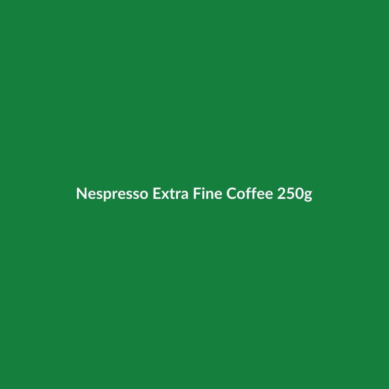 Nespresso Extra Fine Coffee 250g bag, featuring Ethiopian origin beans, vegan and gluten-free certification.
