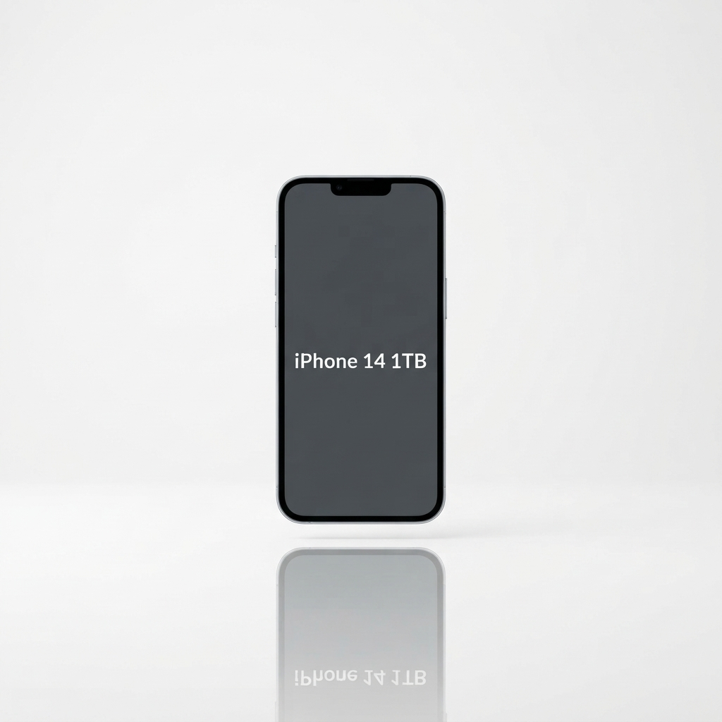 iPhone 14 1TB smartphone in Black, Pink, Red, White, or Purple with a large screen and camera.
