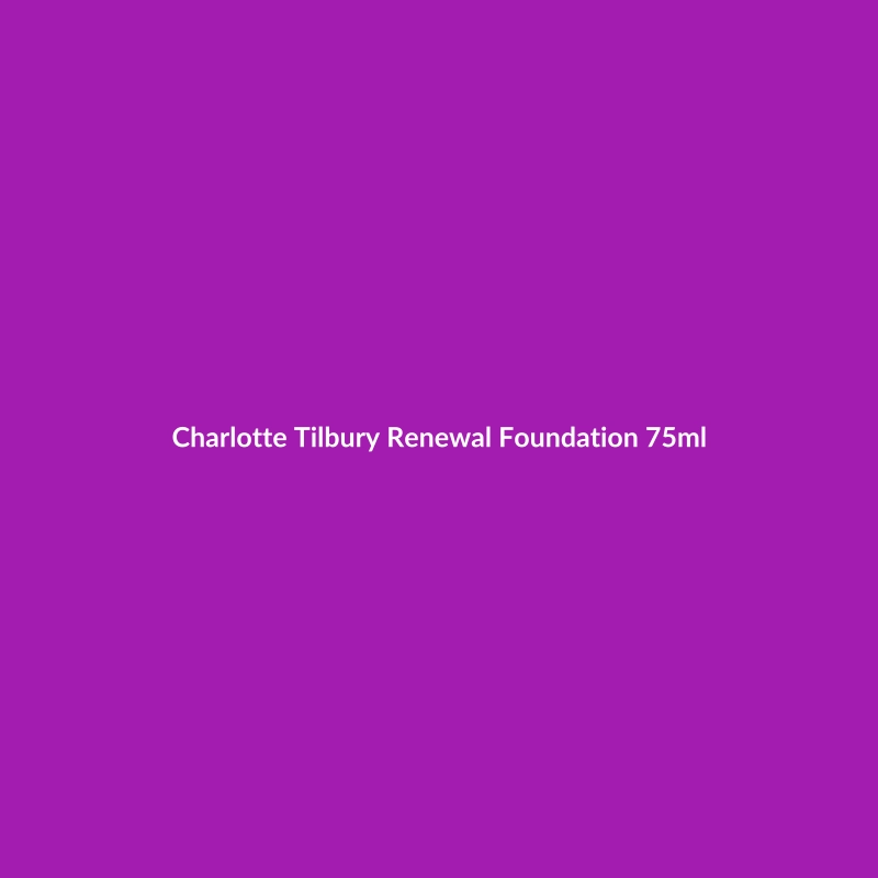 Charlotte Tilbury Renewal Foundation 75ml bottle, formulated with Peptides, Vitamin C, Niacinamide for anti-aging and fine lines.