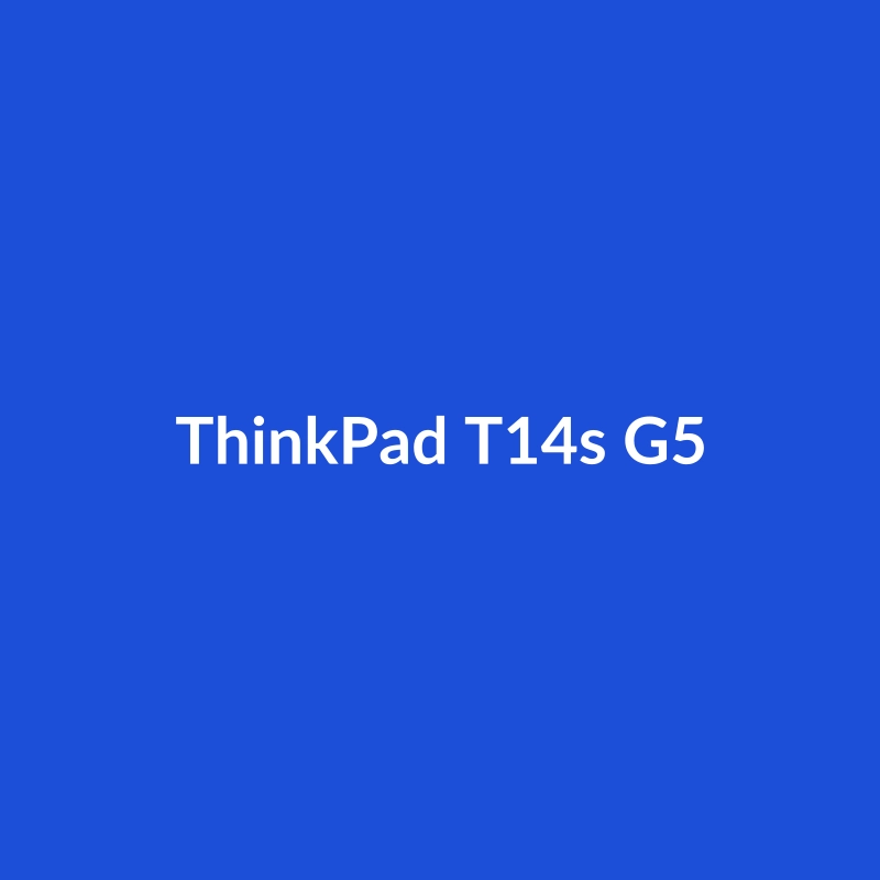 Lenovo ThinkPad T14s G5 laptop in black, showcasing its sleek design and vibrant OLED display.