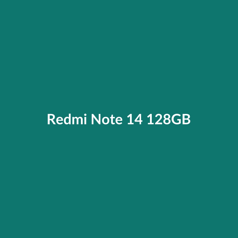 Redmi Note 14 128GB smartphone in White and Natural Titanium, featuring a large display and multiple cameras.