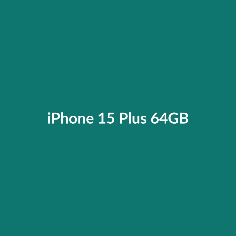 iPhone 15 Plus 64GB in Gold, showcasing its 6.1-inch screen and 50MP camera.