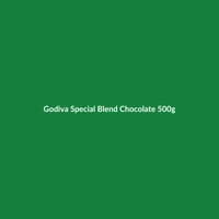 Godiva Special Blend Chocolate 500g bag, featuring organic, vegan, and gluten-free certification.