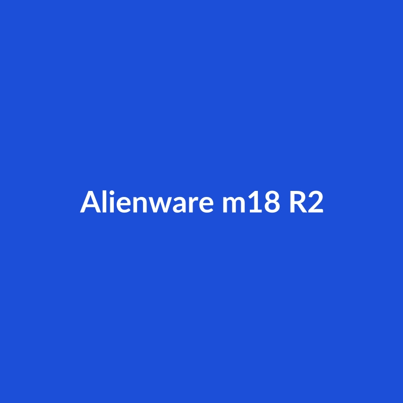 Alienware m18 R2 gaming laptop in Blue/Silver, showcasing its 17.3-inch 240Hz Mini-LED display and powerful specs.