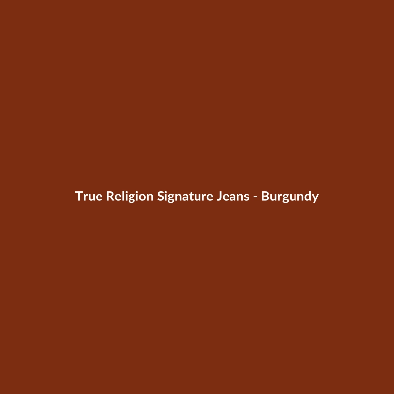 True Religion Signature Suede Jeans in Burgundy for Men, Regular Fit, available in sizes S, M, XL, XXL.