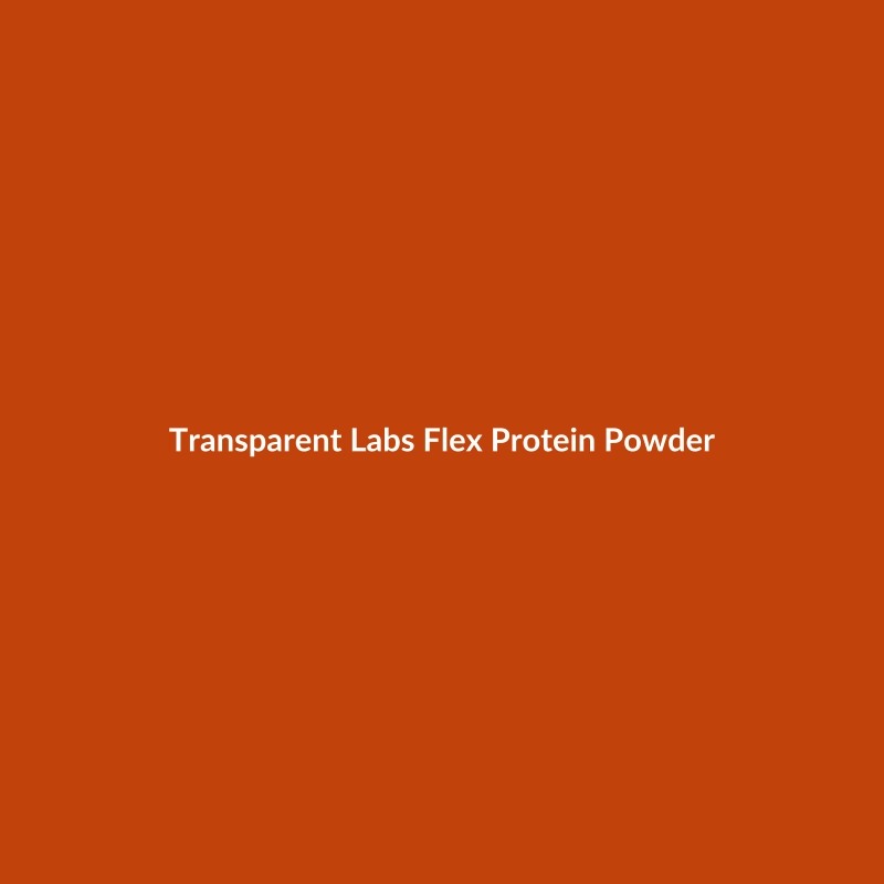 Transparent Labs Flex Protein Powder in Strawberry flavor, featuring green and orange packaging, with 31 servings.