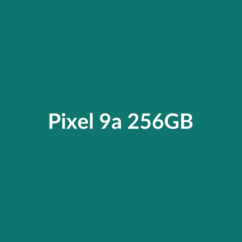 Google Pixel 9a 256GB smartphone in Natural Titanium, showcasing its large screen and camera.
