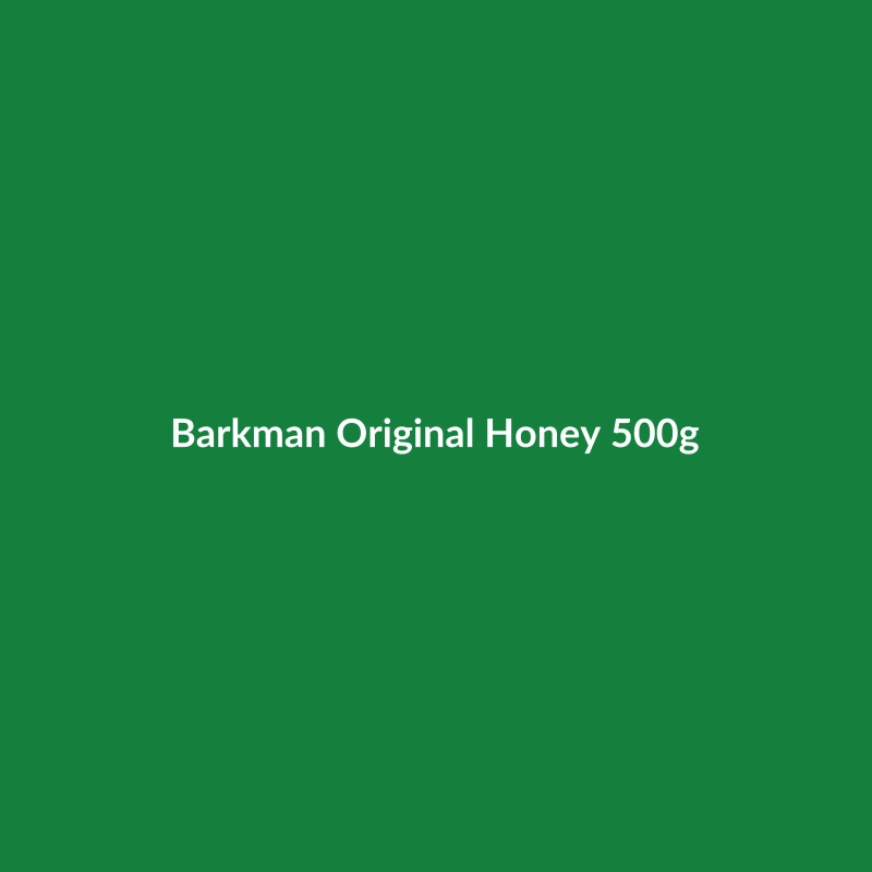 Jar of Barkman Original Honey 500g, a golden liquid honey sourced from Spain.