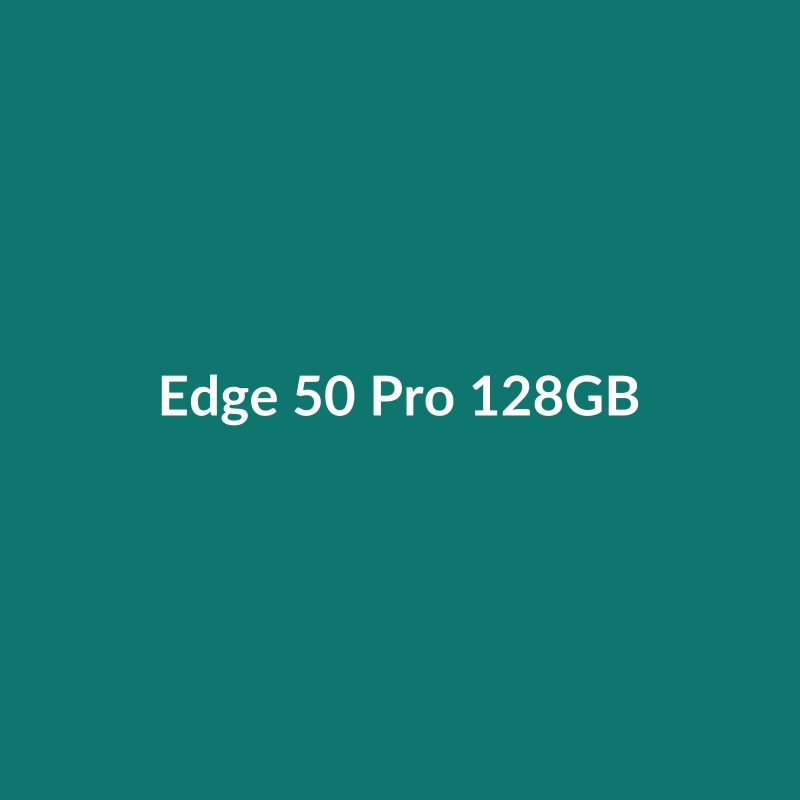 Motorola Edge 50 Pro 128GB smartphone in Black, Green, Purple, Pink, or Titanium Gray with a large display.