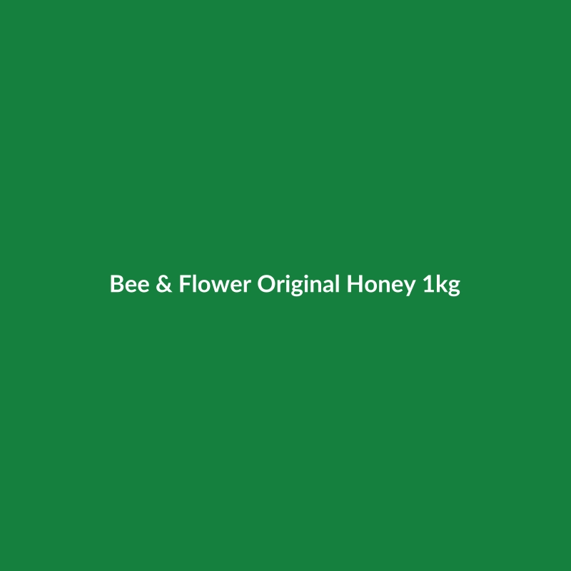 Bee & Flower Original Honey 1kg jar, showcasing its natural golden color and organic certification.