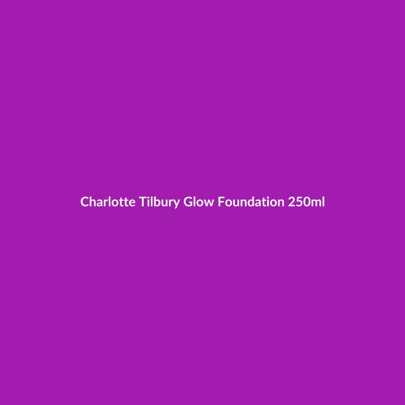 Charlotte Tilbury Glow Foundation 250ml bottle, formulated for sensitive skin with dark spot correcting ingredients.