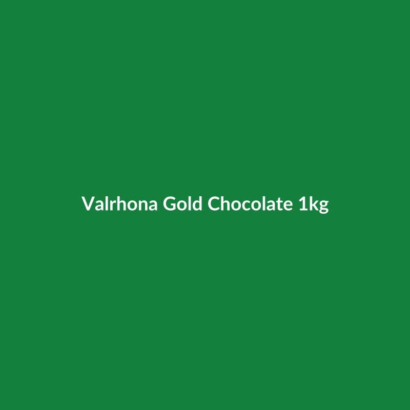 Valrhona Gold Chocolate 1kg bag, featuring the brand logo and clearly labeled as vegan, organic, and gluten-free.