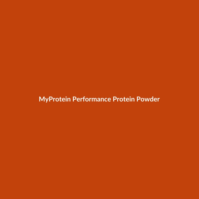 MyProtein Performance Protein Powder in blue, black, and red packaging, unflavored, 52 servings.