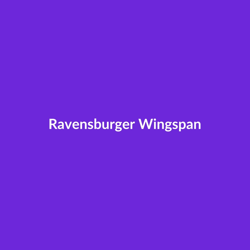 Ravensburger Wingspan board game box featuring colorful bird illustrations and game components.